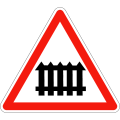 Level crossing with a barrier and guarded
