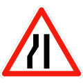 Road narrowed on the left