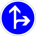 Straight or right turn required at the next intersection